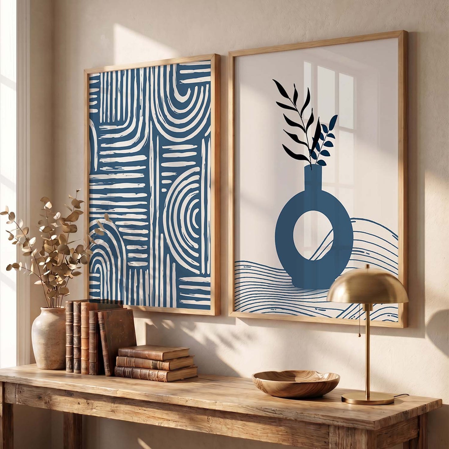 Abstract Boho Wall Art Set of 2 Framed Prints