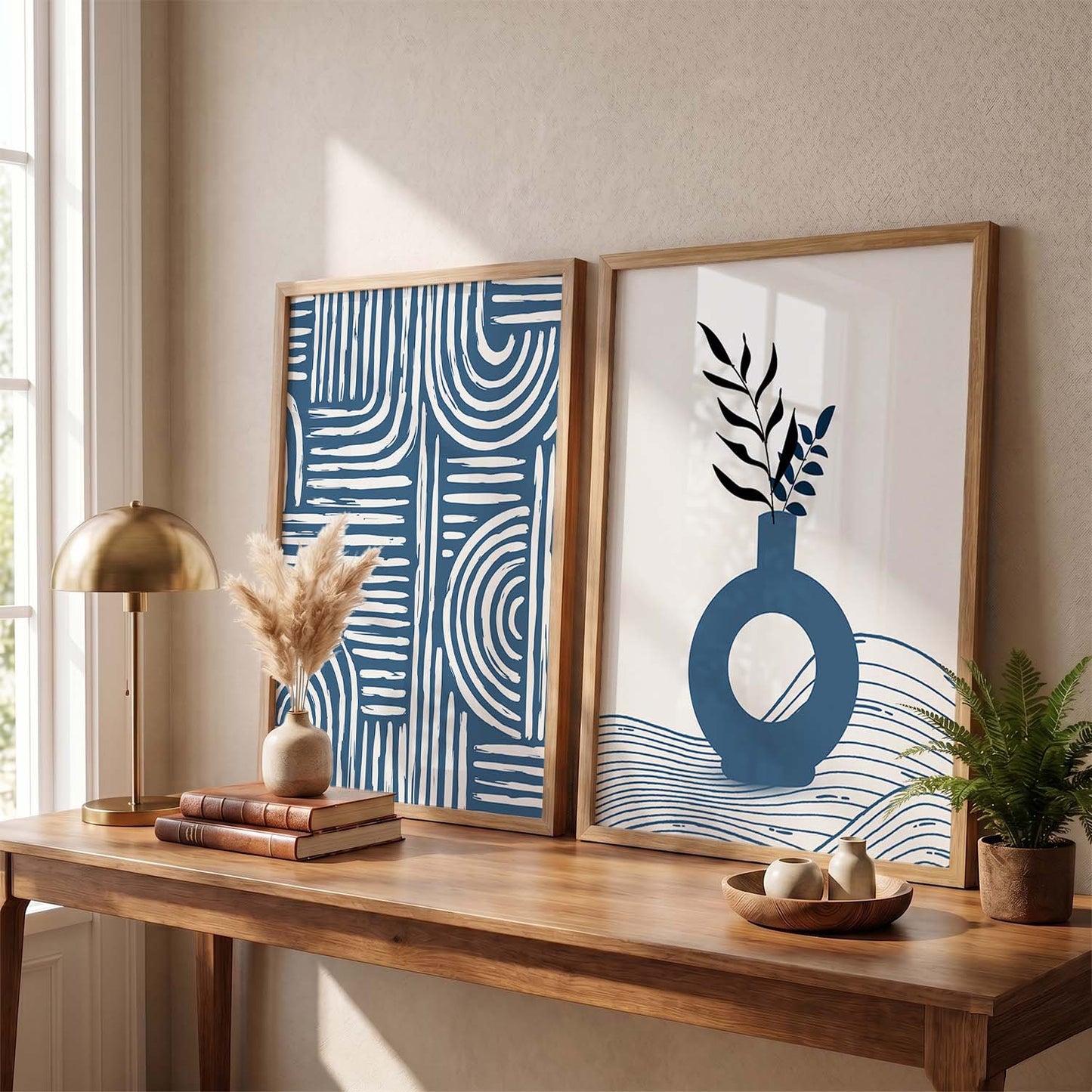 Abstract Boho Wall Art Set of 2 Framed Prints