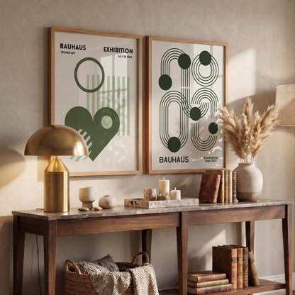 Bauhaus Geometric Boho Modern Wall Art Set of 2 Framed Prints