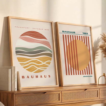 Earthy Abstract Shape Boho Wall Art Set of 2 Framed Prints