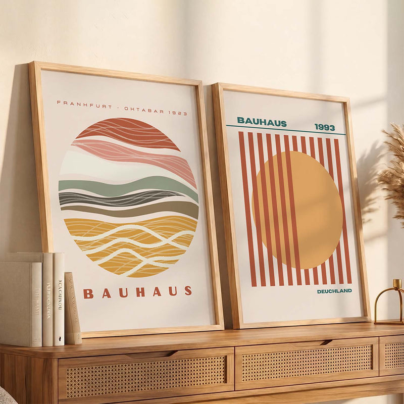 Earthy Abstract Shape Boho Wall Art Set of 2 Framed Prints