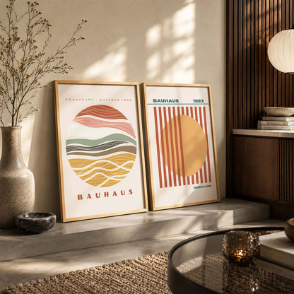 Earthy Abstract Shape Boho Wall Art Set of 2 Framed Prints