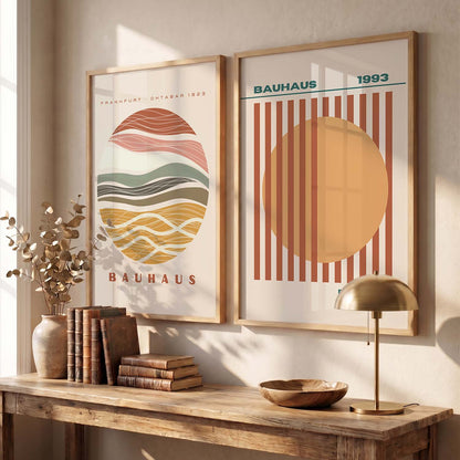 Earthy Abstract Shape Boho Wall Art Set of 2 Framed Prints