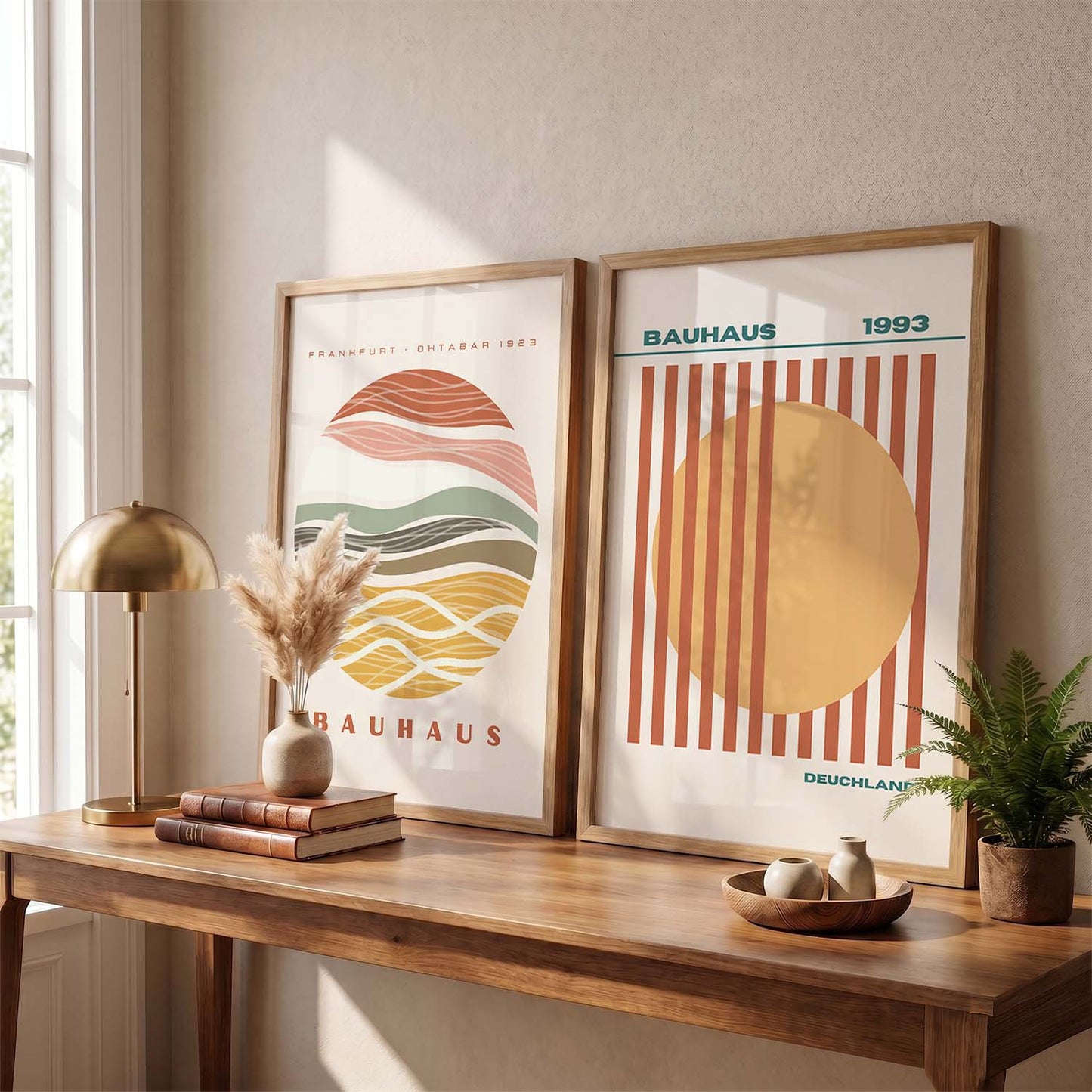 Earthy Abstract Shape Boho Wall Art Set of 2 Framed Prints
