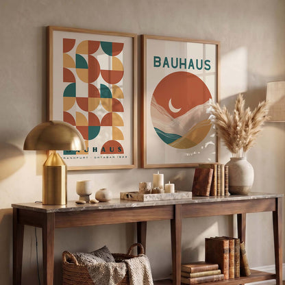 Geometric Abstract Boho Wall Art Set of 2 Framed Prints