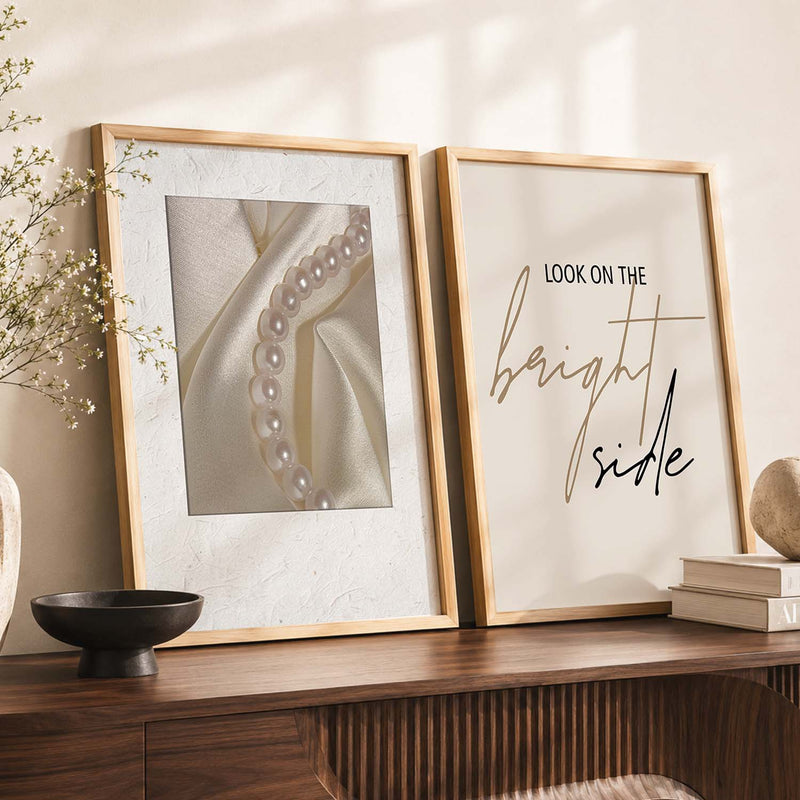 Minimalist Modern Motivational Quotes Wall Art Set of 2 Framed Prints for Living Room