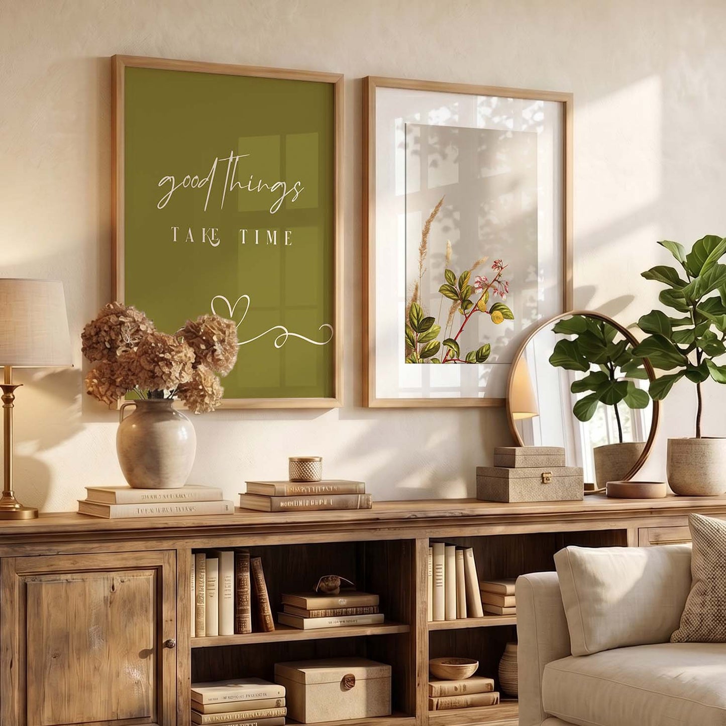 Modern Typography Motivational Quotes Wall Art Set of 2 Framed Prints for Bedroom
