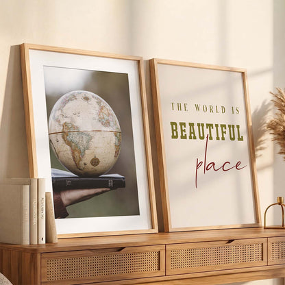 Modern Typography Motivational Quotes Wall Art Set of 2 Framed Prints for Living Room