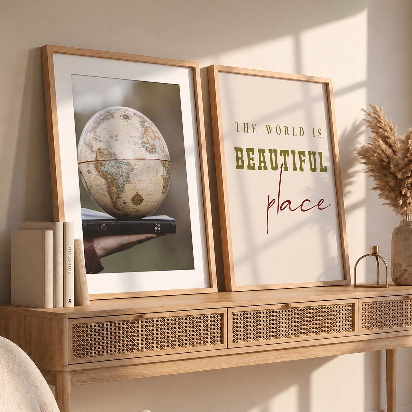Modern Typography Motivational Quotes Wall Art Set of 2 Framed Prints for Living Room