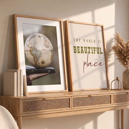 Modern Typography Motivational Quotes Wall Art Set of 2 Framed Prints for Living Room