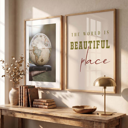 Modern Typography Motivational Quotes Wall Art Set of 2 Framed Prints for Living Room