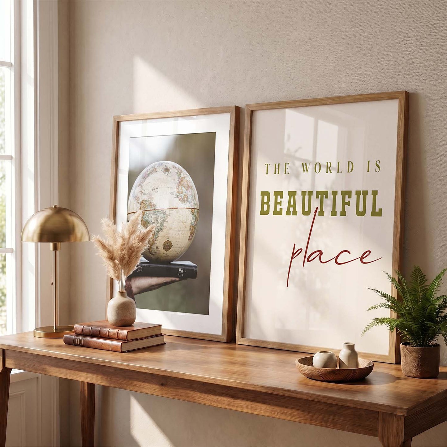 Modern Typography Motivational Quotes Wall Art Set of 2 Framed Prints for Living Room
