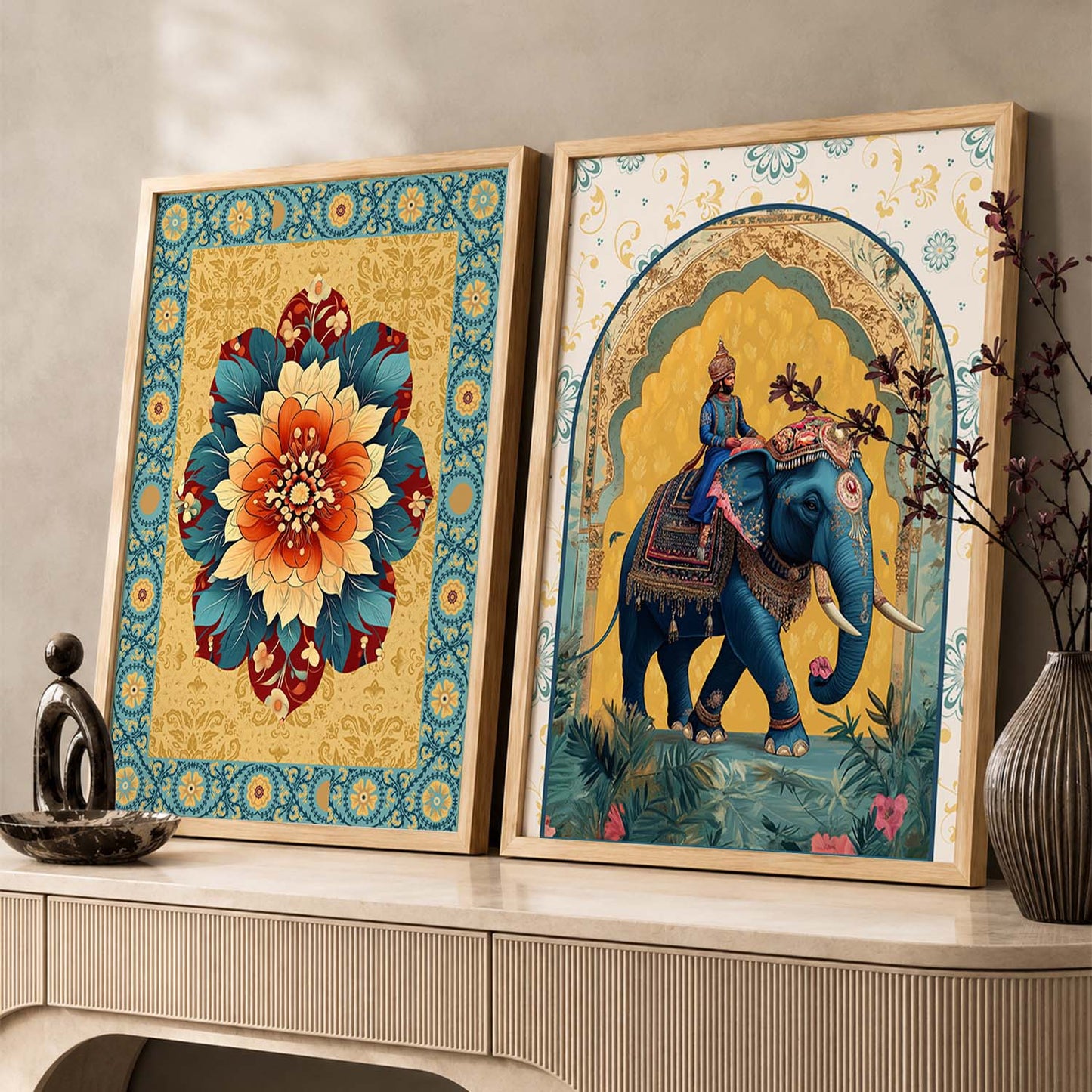 Madhubani Wall Print For Living Room Wall Decor
