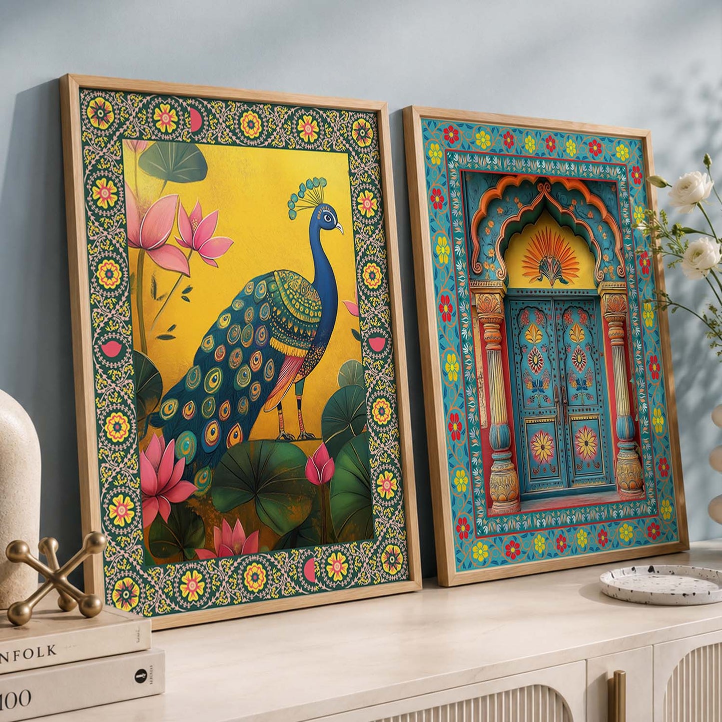 Madhubani  Wall Print For Living Room Wall Decor