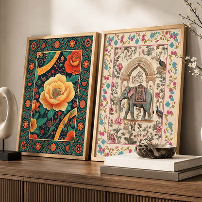 Madhubani Wall Print For Living Room Wall Decor