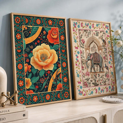 Madhubani Wall Print For Living Room Wall Decor
