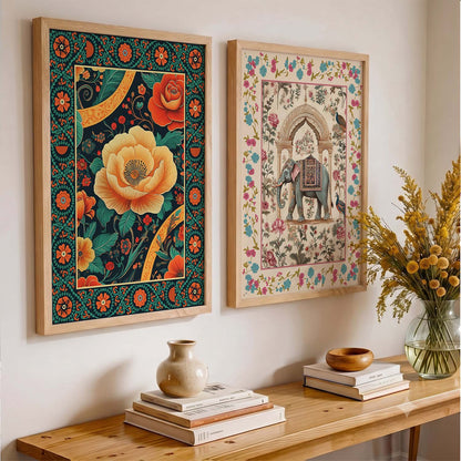 Madhubani Wall Print For Living Room Wall Decor