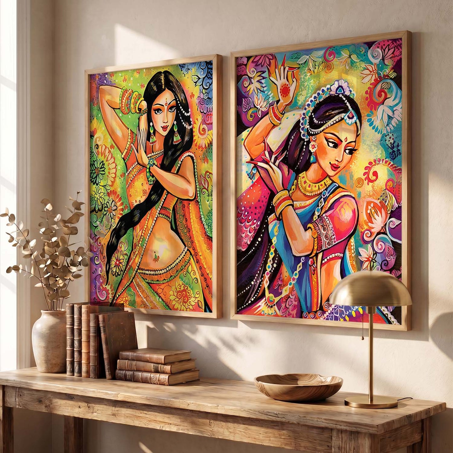 Vibrant Madhubani Art Combo for Living Room Bedroom Home an Office Wall Decor