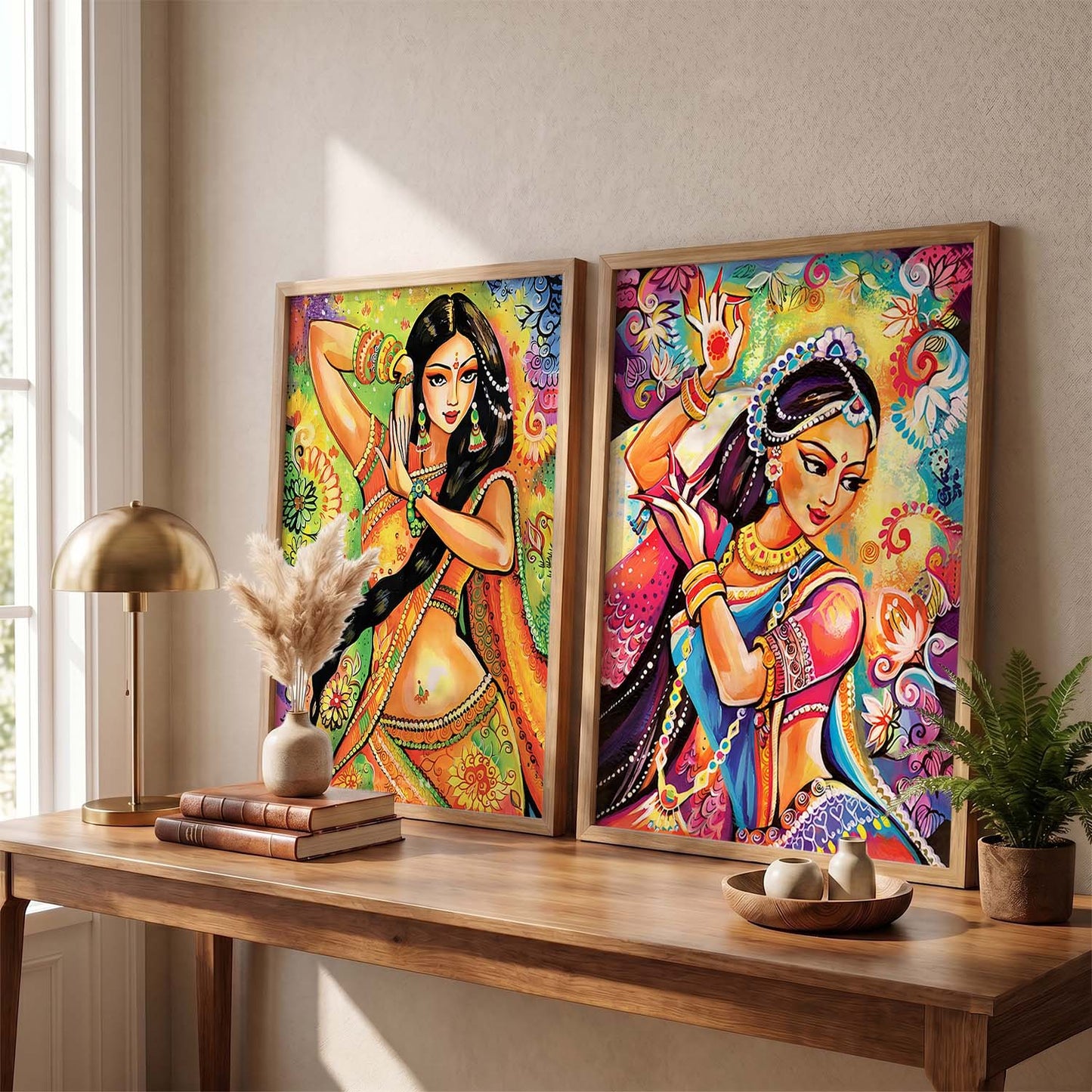 Vibrant Madhubani Art Combo for Living Room Bedroom Home an Office Wall Decor