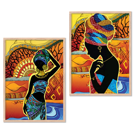 African Essence Art Prints: Set of 2 Framed Prints