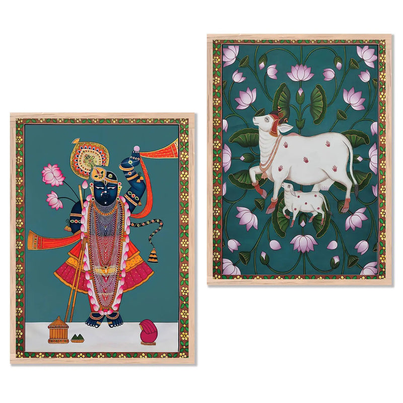 Shri Nath Ji Madhubani Art Combo for Living Room Bedroom Home an Office Wall Decor
