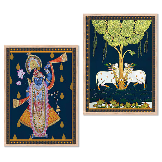 Shri Nath Ji Madhubani Art Combo for Living Room Bedroom Home an Office Wall Decor