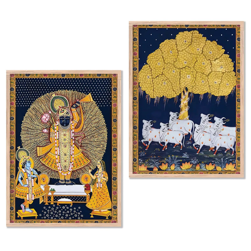 Shri Nath Ji Pichwai Art Combo for Living Room Bedroom Home an Office Wall Decor