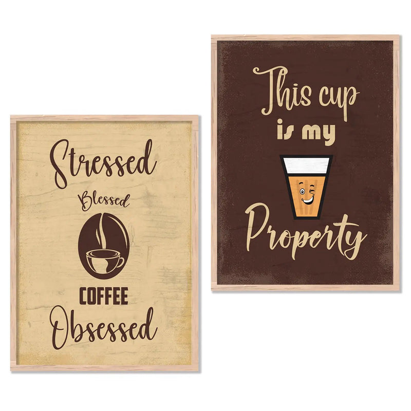 Tea Coffee Quotes Framed Art for Kitchen Restaurant Cafe Wall Decor
