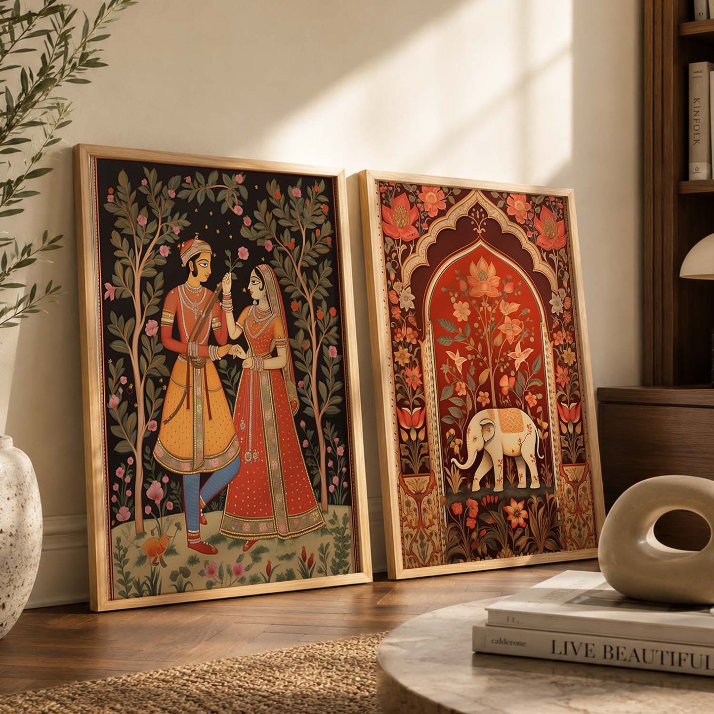 Rajasthani Couple Madhubani / Pichwai Art Combo for Living Room Bedroom Home an Office Wall Decor