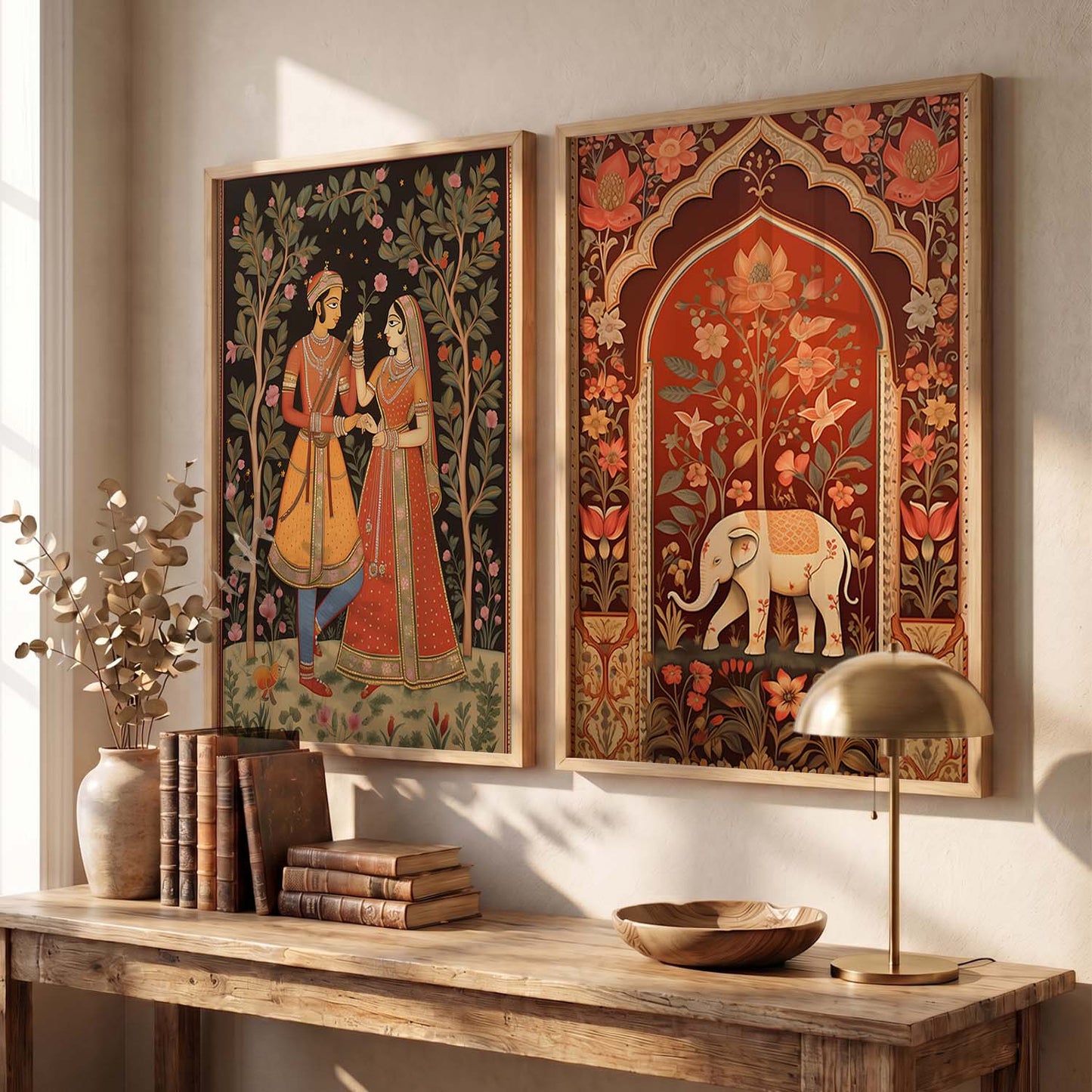 Rajasthani Couple Madhubani / Pichwai Art Combo for Living Room Bedroom Home an Office Wall Decor