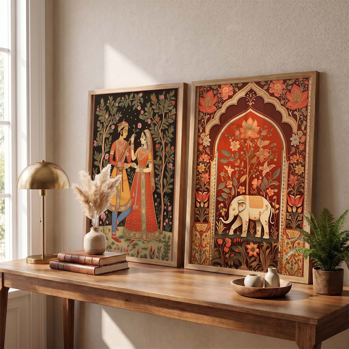 Rajasthani Couple Madhubani / Pichwai Art Combo for Living Room Bedroom Home an Office Wall Decor