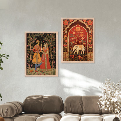 Rajasthani Couple Madhubani / Pichwai Art Combo for Living Room Bedroom Home an Office Wall Decor