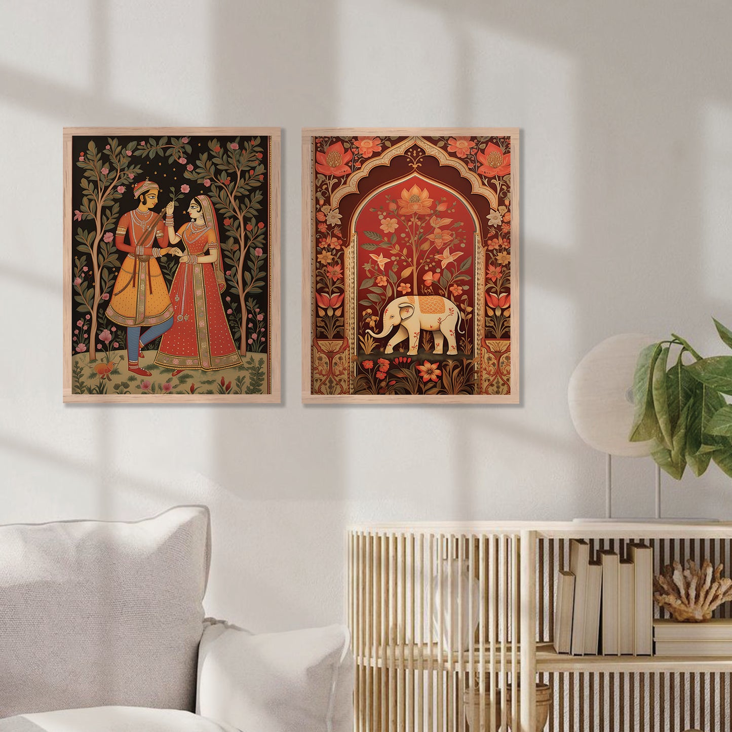 Rajasthani Couple Madhubani / Pichwai Art Combo for Living Room Bedroom Home an Office Wall Decor
