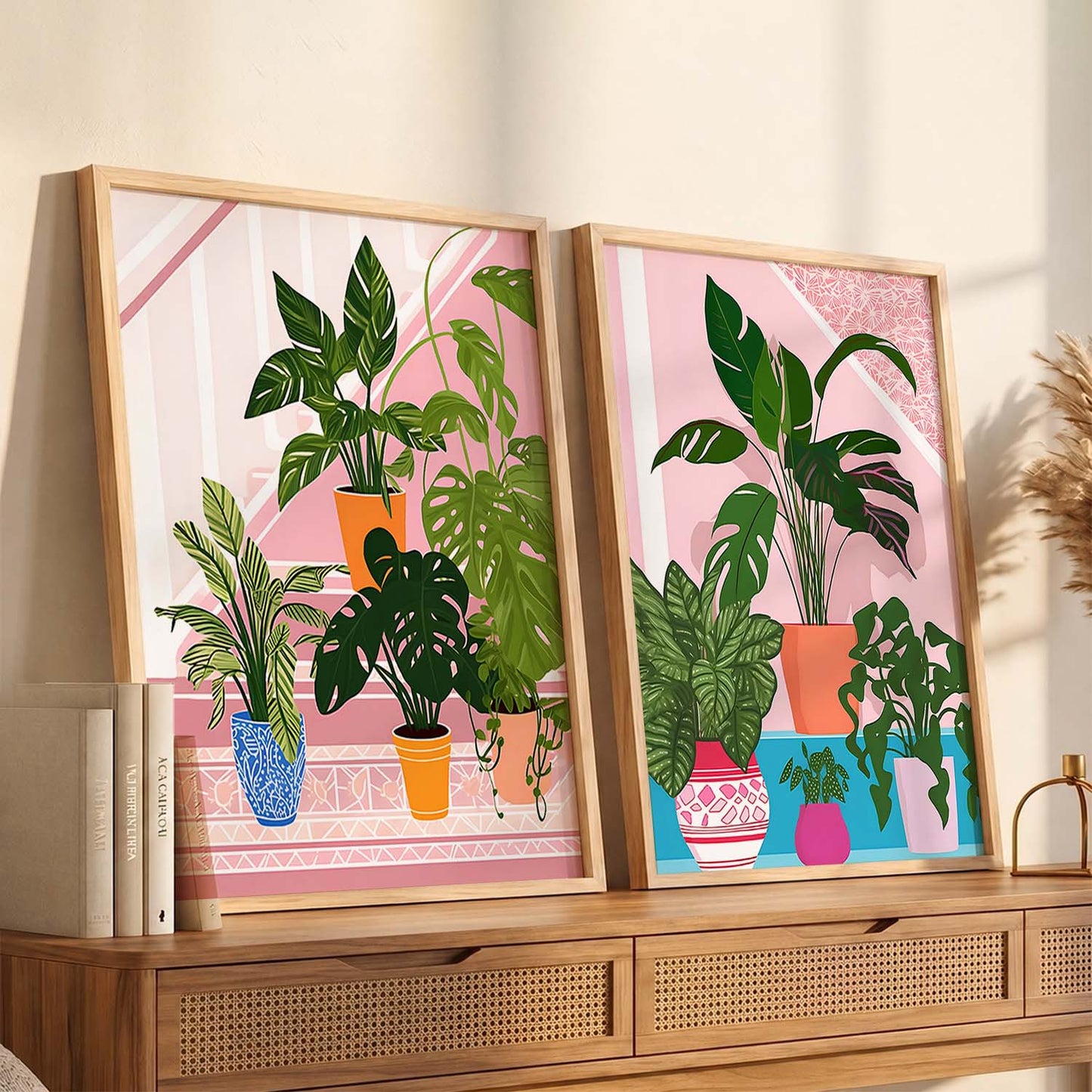 Vibrant Indoor Plant Artwork: Perfect for Home & Office Wall Decor
