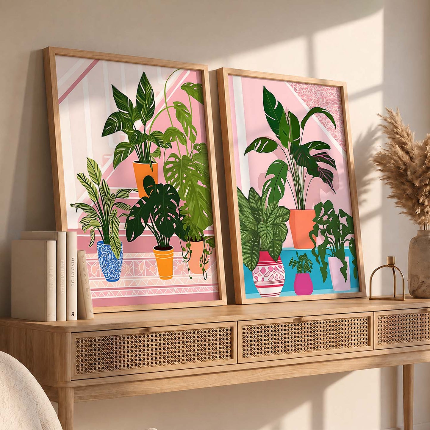 Vibrant Indoor Plant Artwork: Perfect for Home & Office Wall Decor