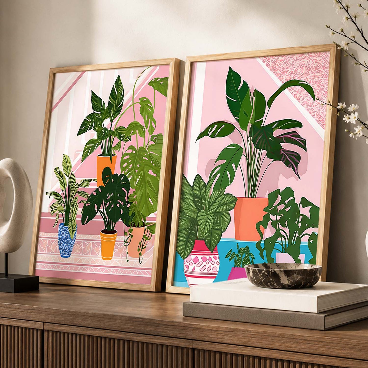 Vibrant Indoor Plant Artwork: Perfect for Home & Office Wall Decor