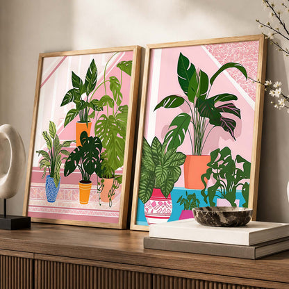 Vibrant Indoor Plant Artwork: Perfect for Home & Office Wall Decor
