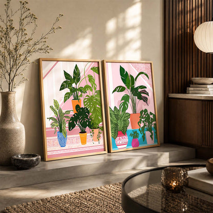 Vibrant Indoor Plant Artwork: Perfect for Home & Office Wall Decor