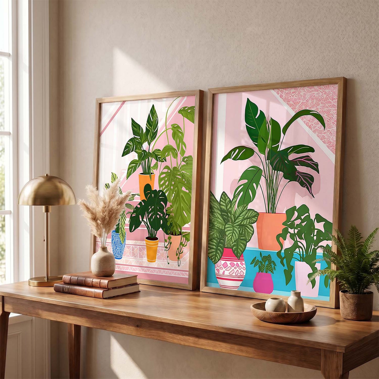 Vibrant Indoor Plant Artwork: Perfect for Home & Office Wall Decor