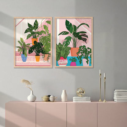 Vibrant Indoor Plant Artwork: Perfect for Home & Office Wall Decor