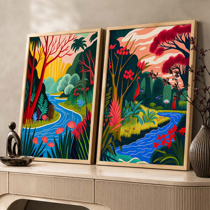 Tropical Wilderness Canvas Art Print: Lush Nature Scenes for Home Decor