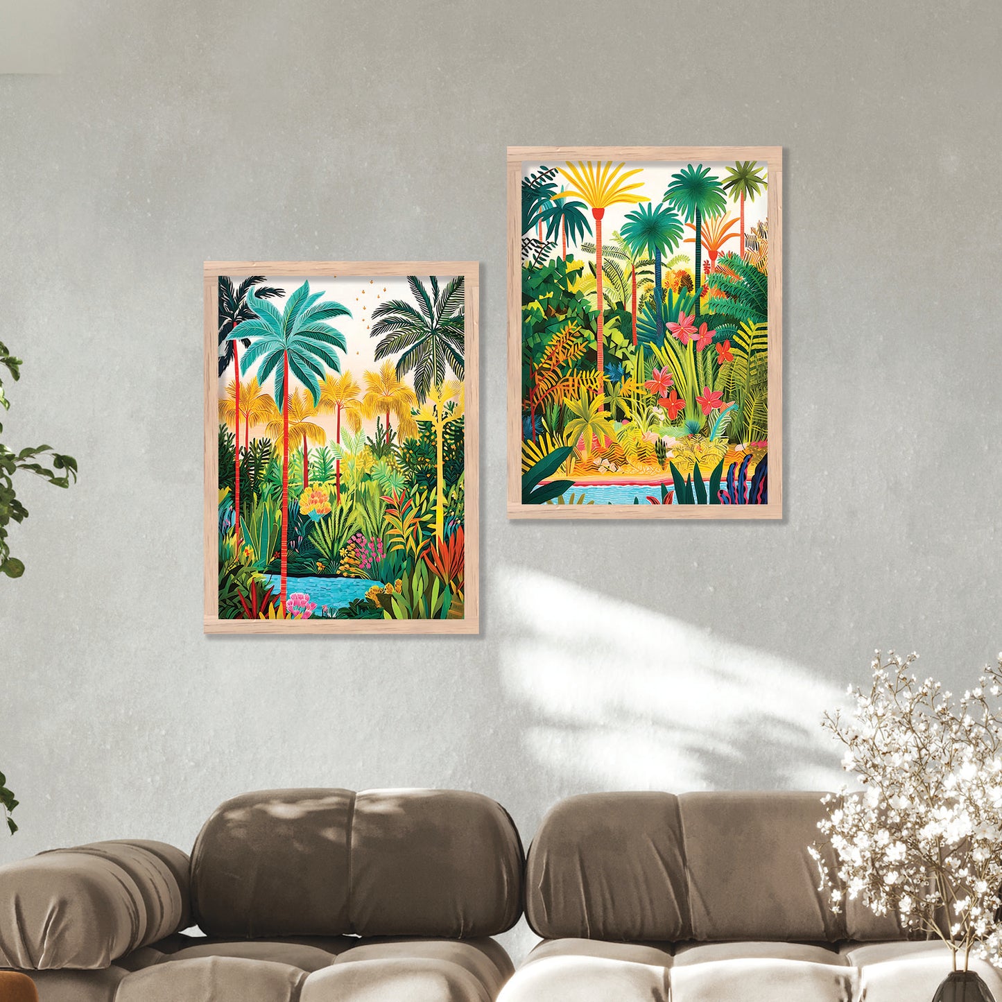 Vibrant Tropical Paradise Canvas Art Print: Lush Palms & Exotic Flora Print for Home and Living Room Wall Decor