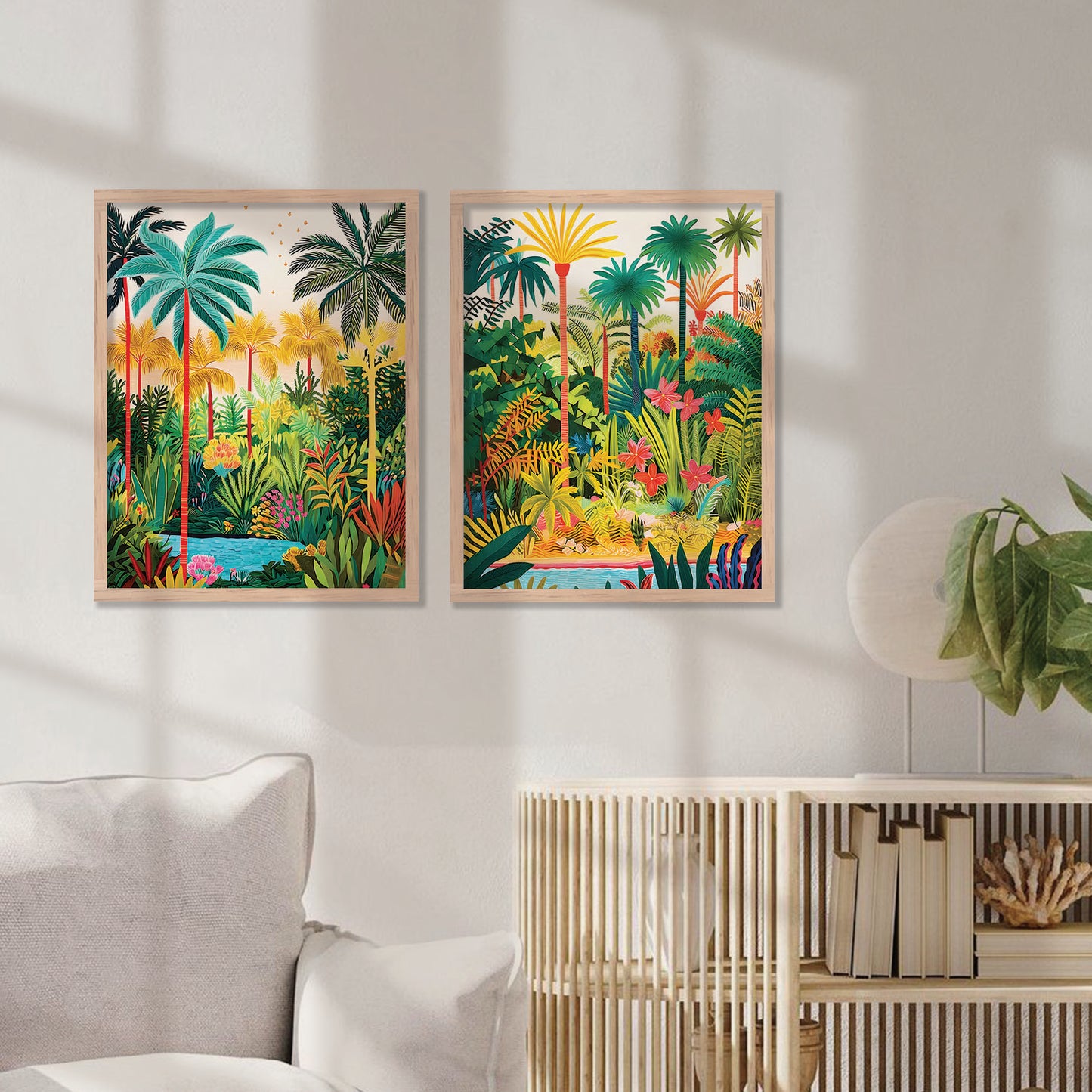 Vibrant Tropical Paradise Canvas Art Print: Lush Palms & Exotic Flora Print for Home and Living Room Wall Decor