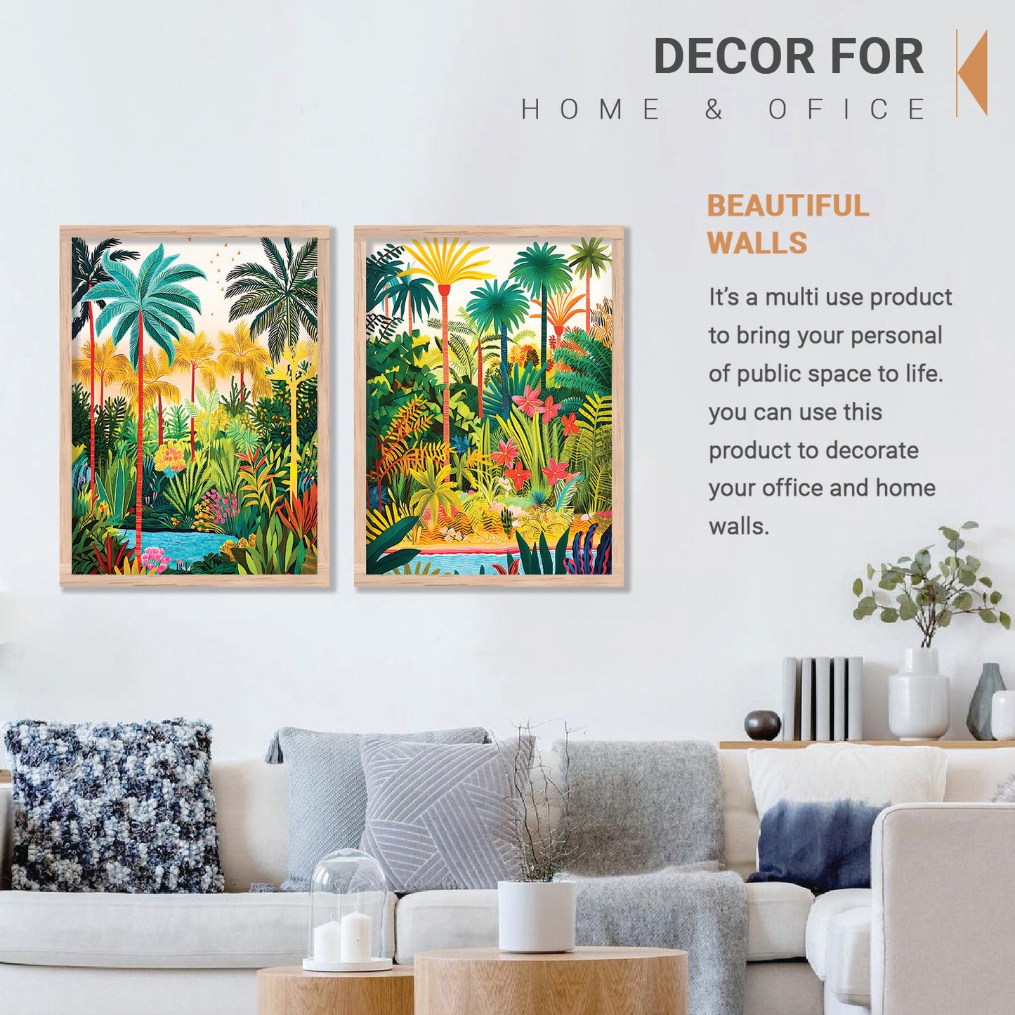 Vibrant Tropical Paradise Canvas Art Print: Lush Palms & Exotic Flora Print for Home and Living Room Wall Decor