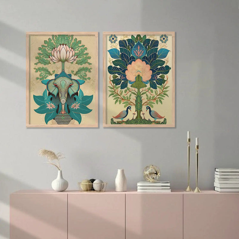 Madhubani / Pichwai Art Combo for Living Room Bedroom Home an Office Wall Decor