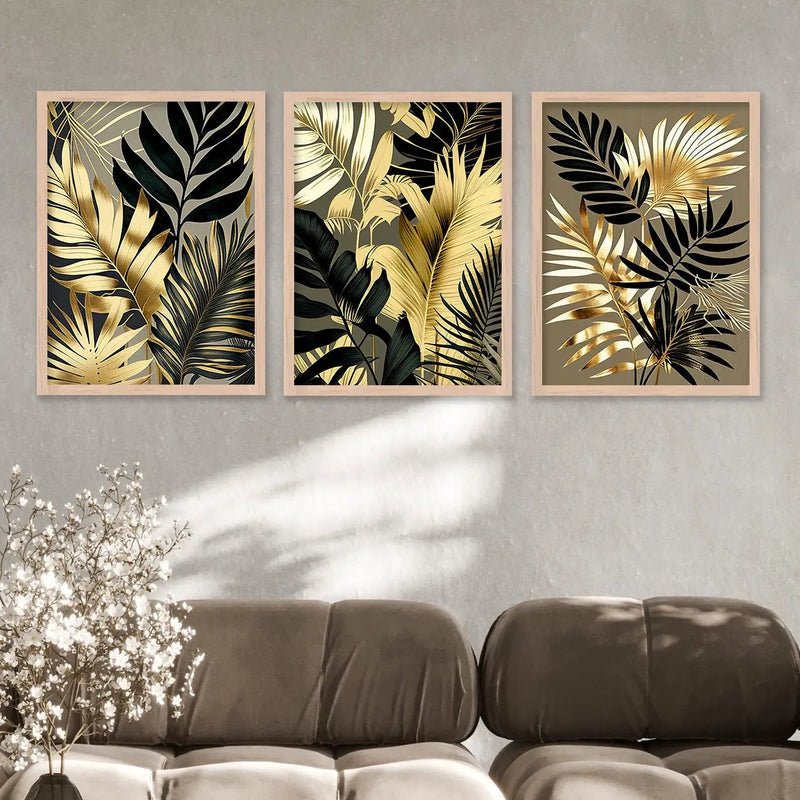 Framed Botanical Elegance - Leaf Printed Paintings for Living Room Bedroom Home and Office Wall Decor-Kotart