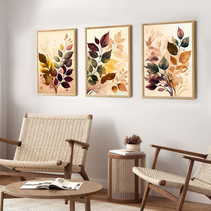 Framed Botanical Elegance - Leaf Printed Paintings for Living Room Bedroom Home and Office Wall Decor-Kotart