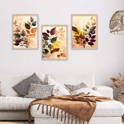 Framed Botanical Elegance - Leaf Printed Paintings for Living Room Bedroom Home and Office Wall Decor-Kotart