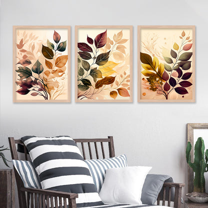 Framed Botanical Elegance - Leaf Printed Paintings for Living Room Bedroom Home and Office Wall Decor-Kotart