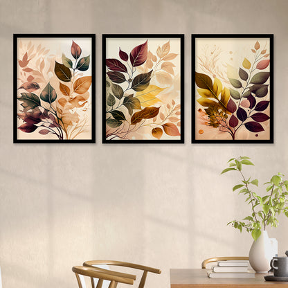 Framed Botanical Elegance - Leaf Printed Paintings for Living Room Bedroom Home and Office Wall Decor-Kotart